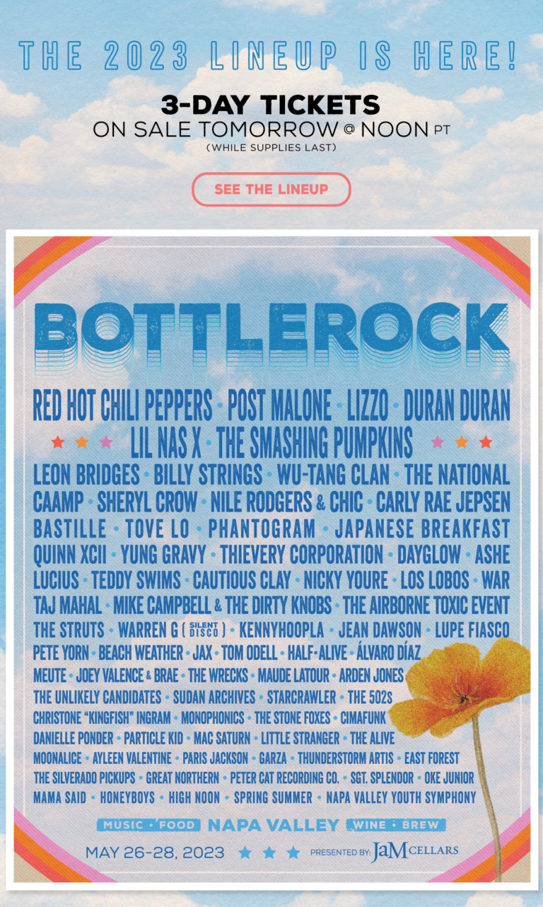 Bottlerock 2023 Lineup Announced Music in SF® The authority on the
